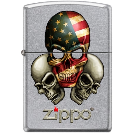Zippo 2024 Zippo Three Skulls Wioth Zippo Logo , Street Chrome ZIP-207CI402038